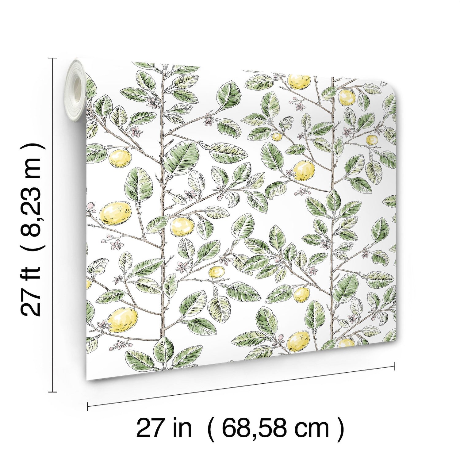 Limoncello Toile Green Wallpaper with Modern Toile Botanical Pattern - York RT7911
