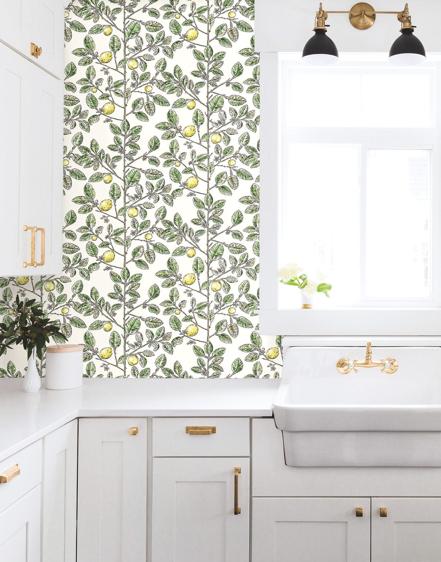 Limoncello Toile Green Wallpaper with Modern Toile Botanical Pattern - York RT7911