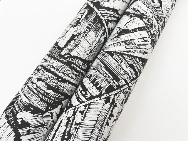 Palm Cove Toile White & Black Wallpaper with Tropical Toile Palm Fronds - York RT7921