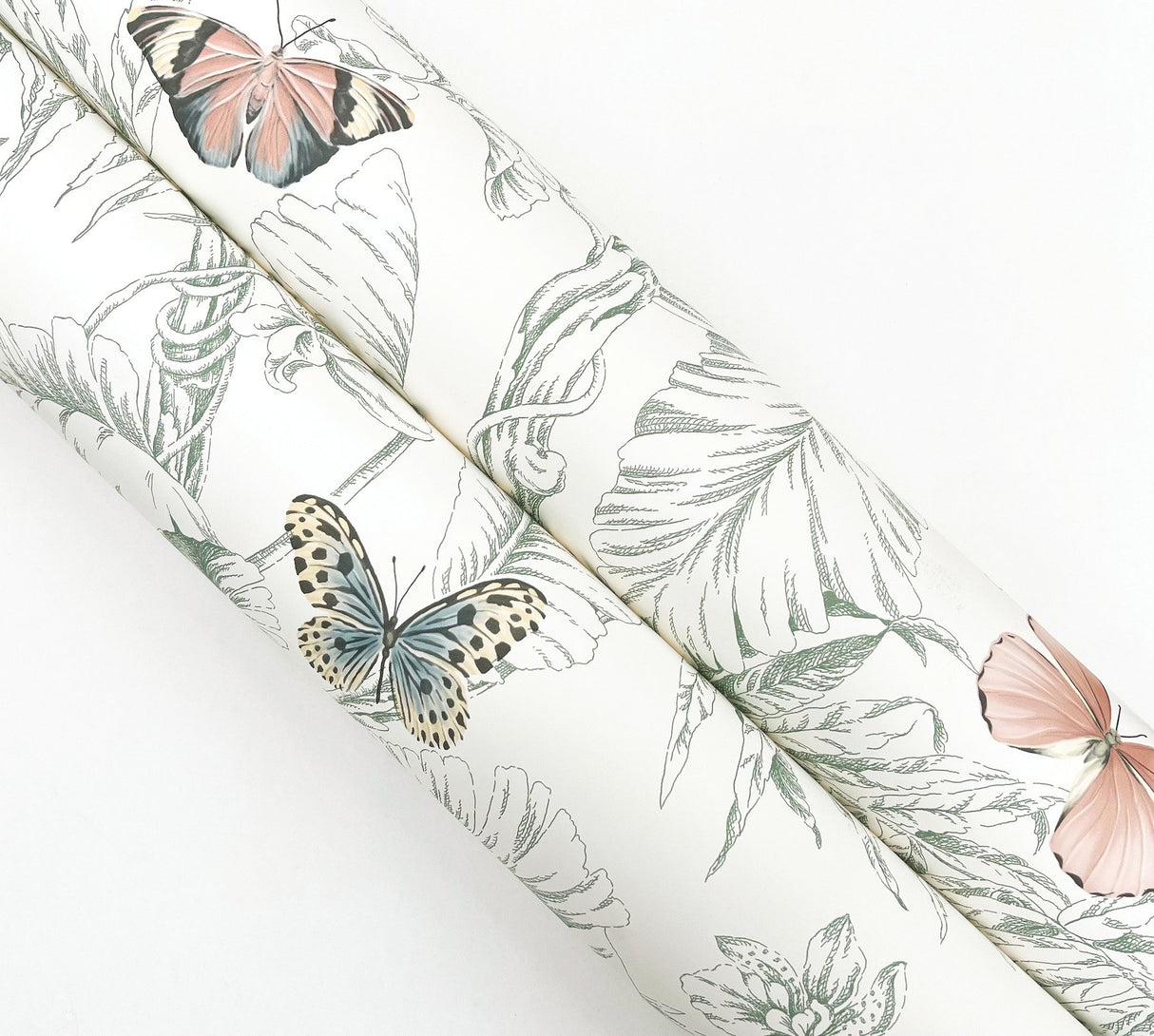 Papillon Blush Wallpaper with Tropical Toile Butterfly Motif - York RT7930