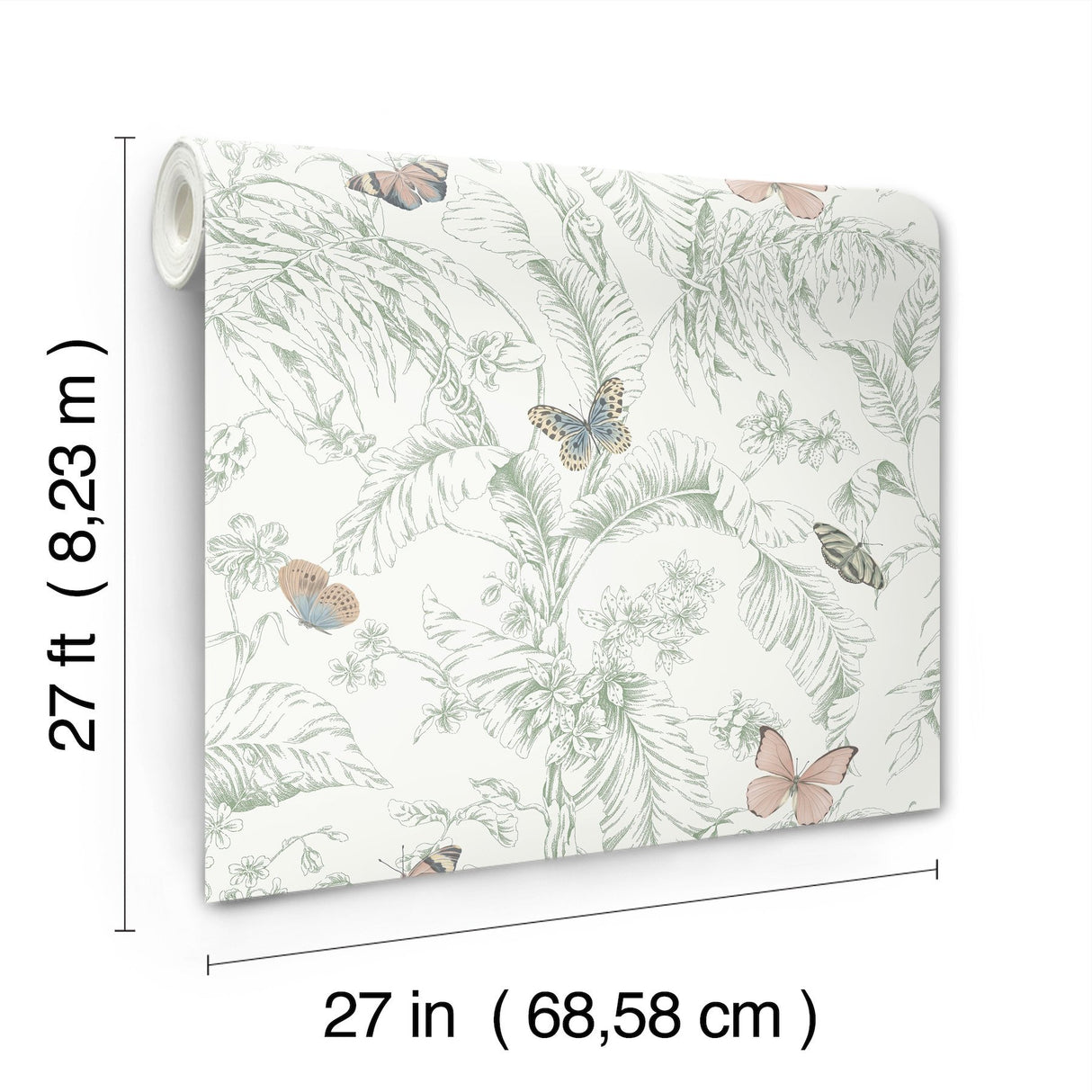 Papillon Blush Wallpaper with Tropical Toile Butterfly Motif - York RT7930