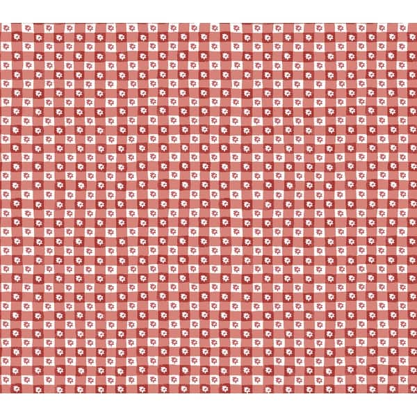Daisy Gingham Red floral check premium peel and stick wallpaper roll, 27 in W x 20 ft L – Rifle Paper Co. PSW1691RL