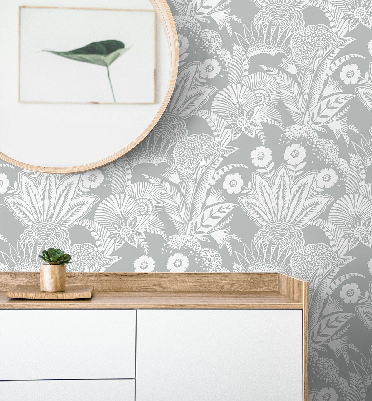 Suvi Palm Grove Bluish Gray by Seabrook Designs Botanical Wallpaper – Seabrook Designs SC20108