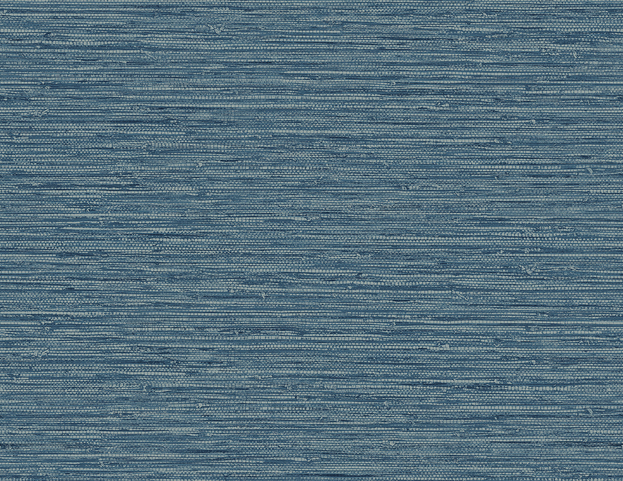 Isla Faux Jute wallpaper in Bay Blue faux grasscloth texture