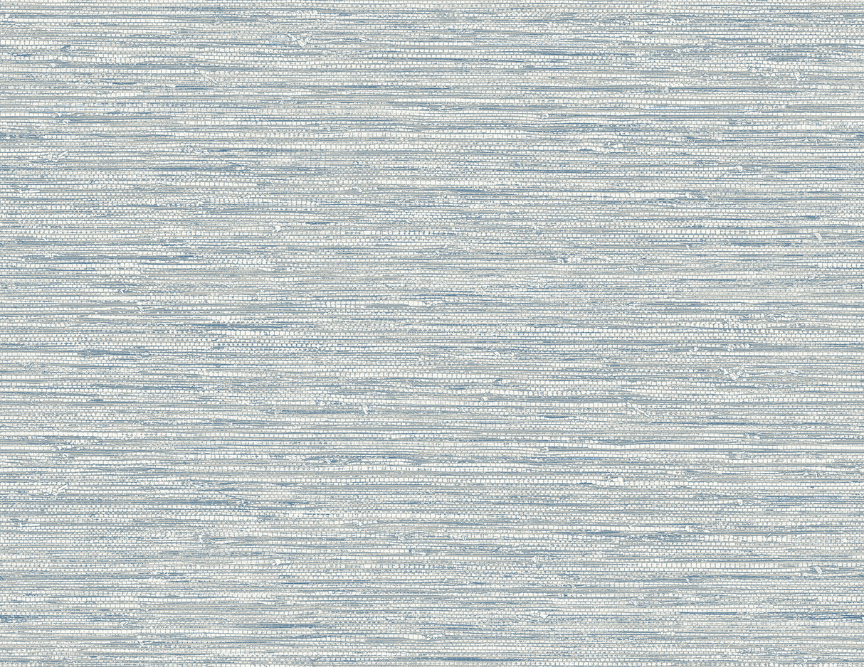 Isla Faux Jute wallpaper in Fantasy Blue with matte faux grasscloth texture