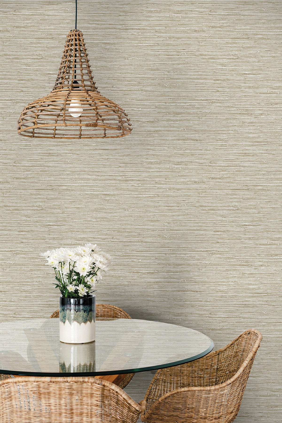 Isla Faux Jute Balanced Beige by Summer House Faux Grasscloth Vinyl Wallpaper – Seabrook Designs SC20915 -Sample