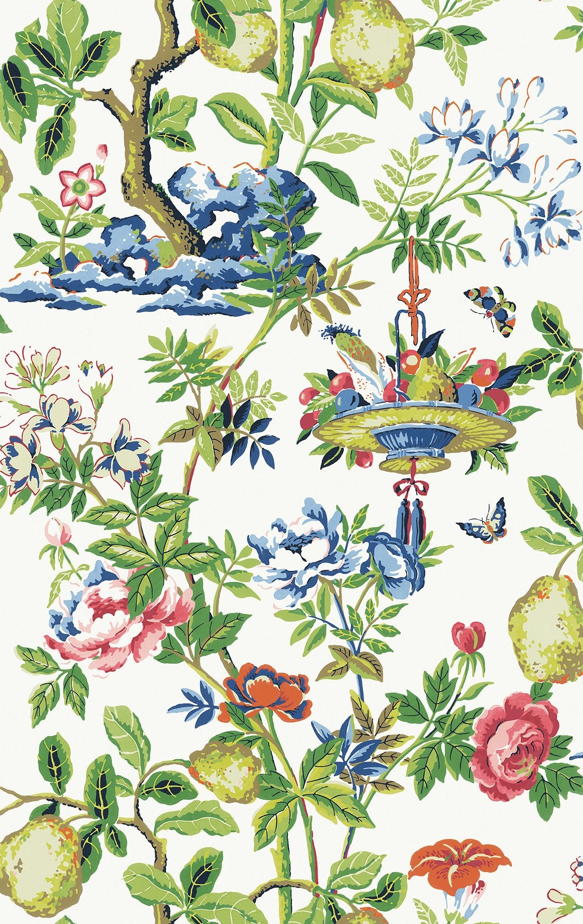 Bloom Shantung Garden Multicolor Peel & Stick Wallpaper with Floral Chinoiserie Pattern - NuWallpaper SCS3840