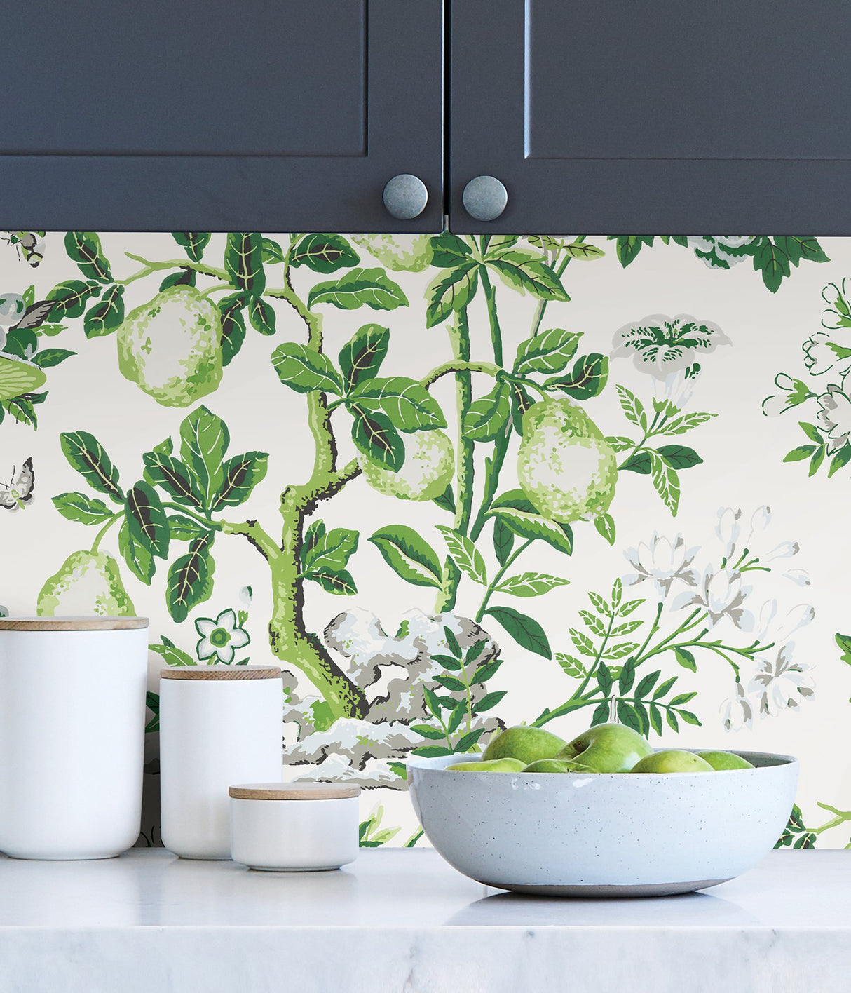 Verdance Shantung Garden Green Chinoiserie Peel & Stick Wallpaper - SCS3841