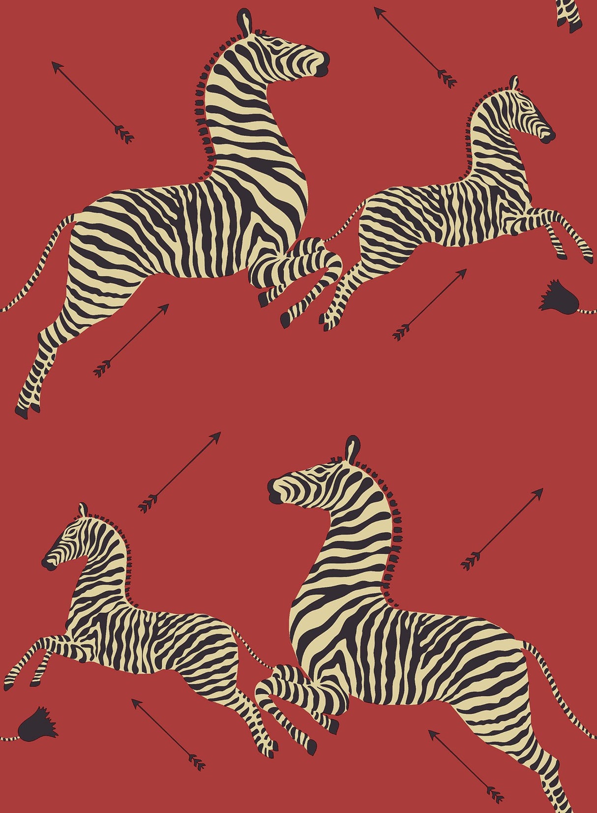 Masai Red Zebra Safari Peel & Stick Wallpaper with Iconic Scalamandre Zebra Print - SCS3869