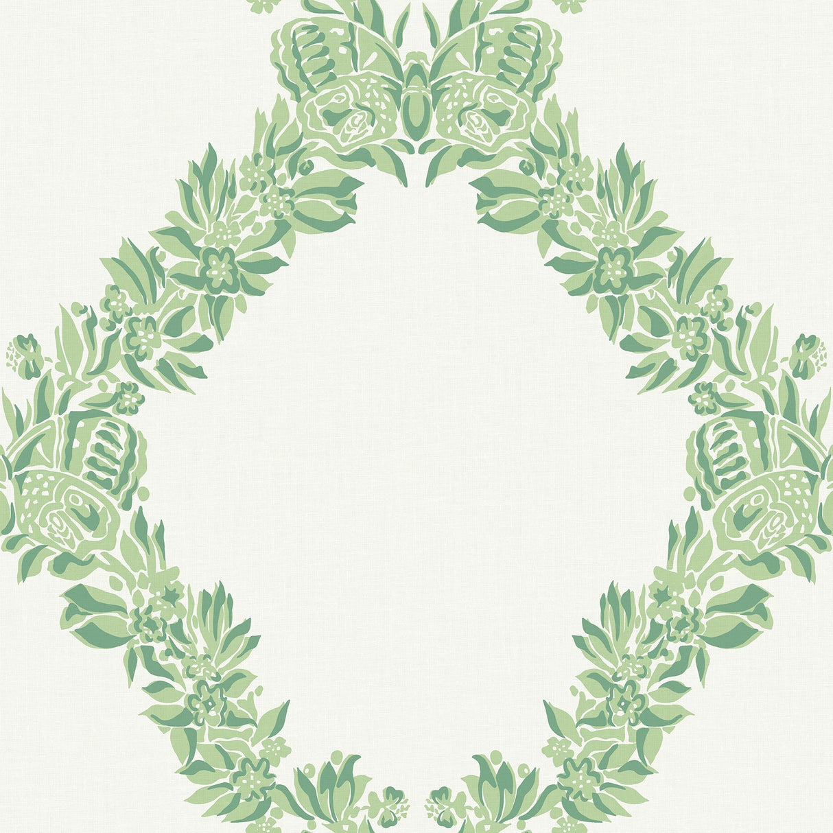 Wreath Jade Peel & Stick Wallpaper with Butterfly Trellis Botanical Motif - NuWallpaper SCS6051