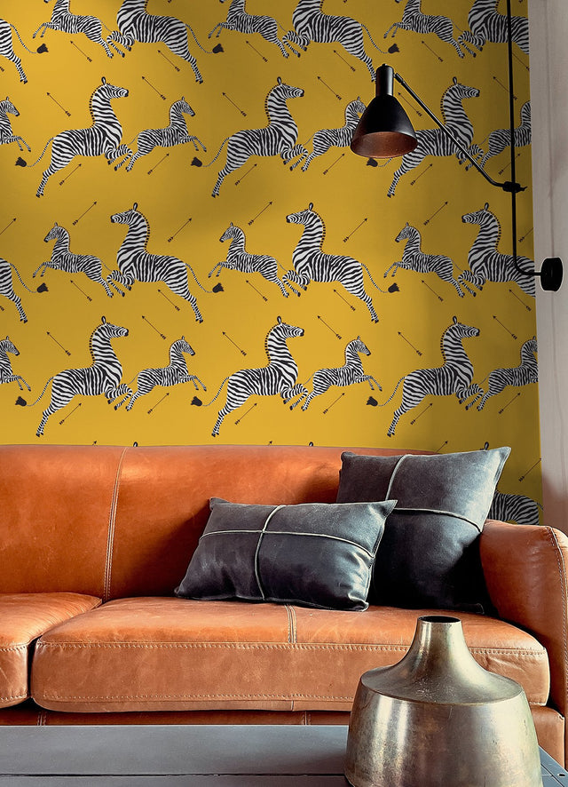 Zebra Safari Sunbeam Peel & Stick Wallpaper with Transitional Zebra Print Pattern - SCS6052
