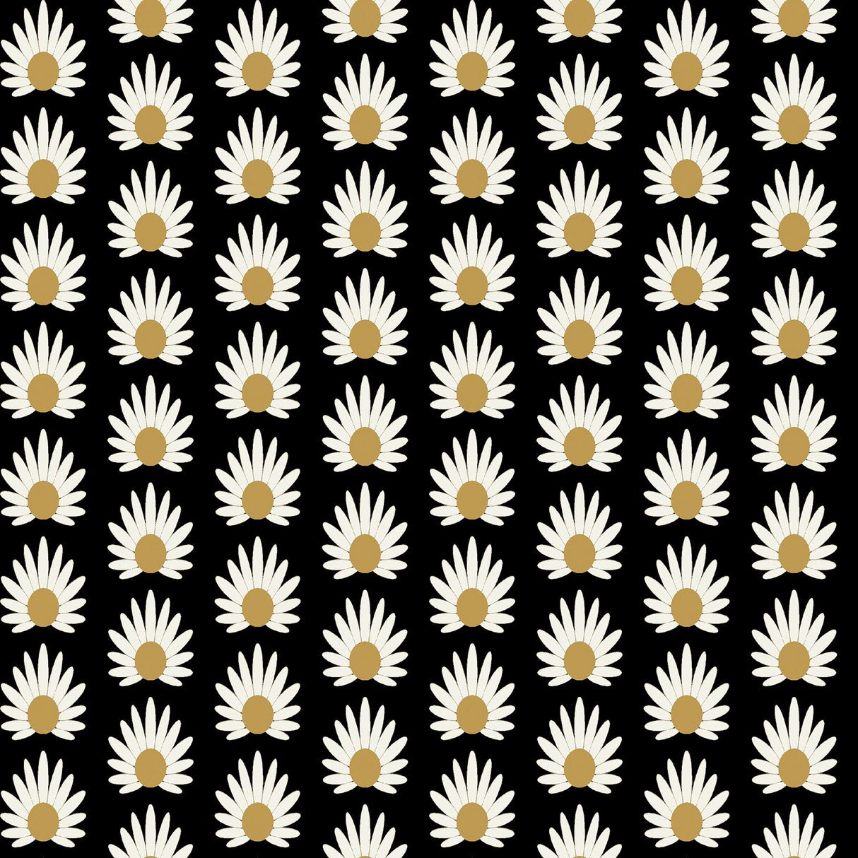 Fleur Black Peel & Stick Wallpaper with Retro Botanical Daisy Pattern - NuWallpaper SCS6058
