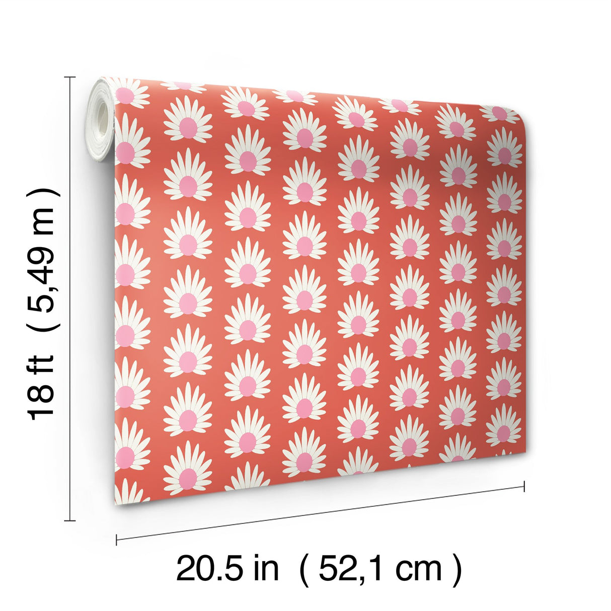 Valentino Fleur Red Peel & Stick Wallpaper with Retro Botanical Daisy Pattern - NuWallpaper SCS6060