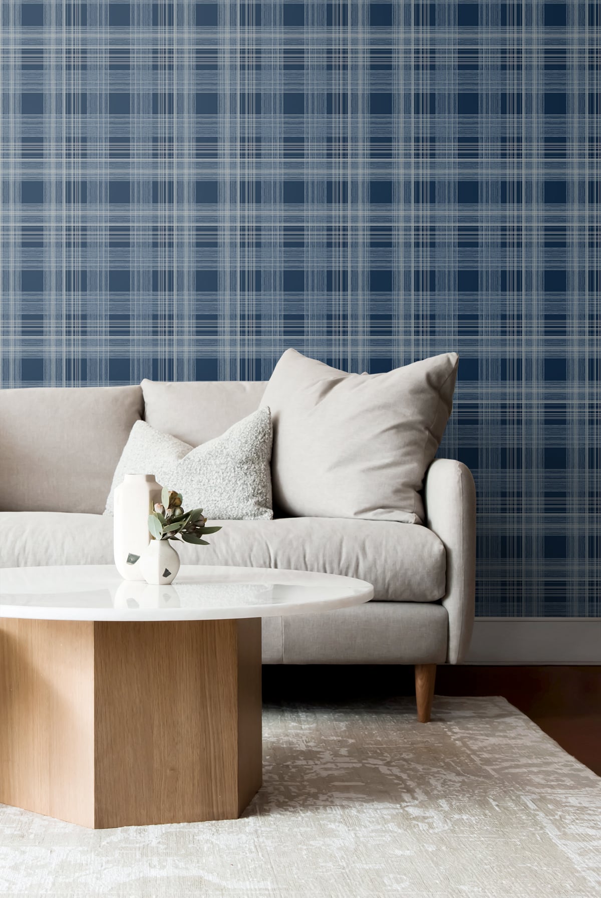 Rad Plaid Denim Blue by Stacy Garcia Peel and Stick Plaid Peel & Stick Wallpaper – Stacy Garcia Home SG10002 -Sample