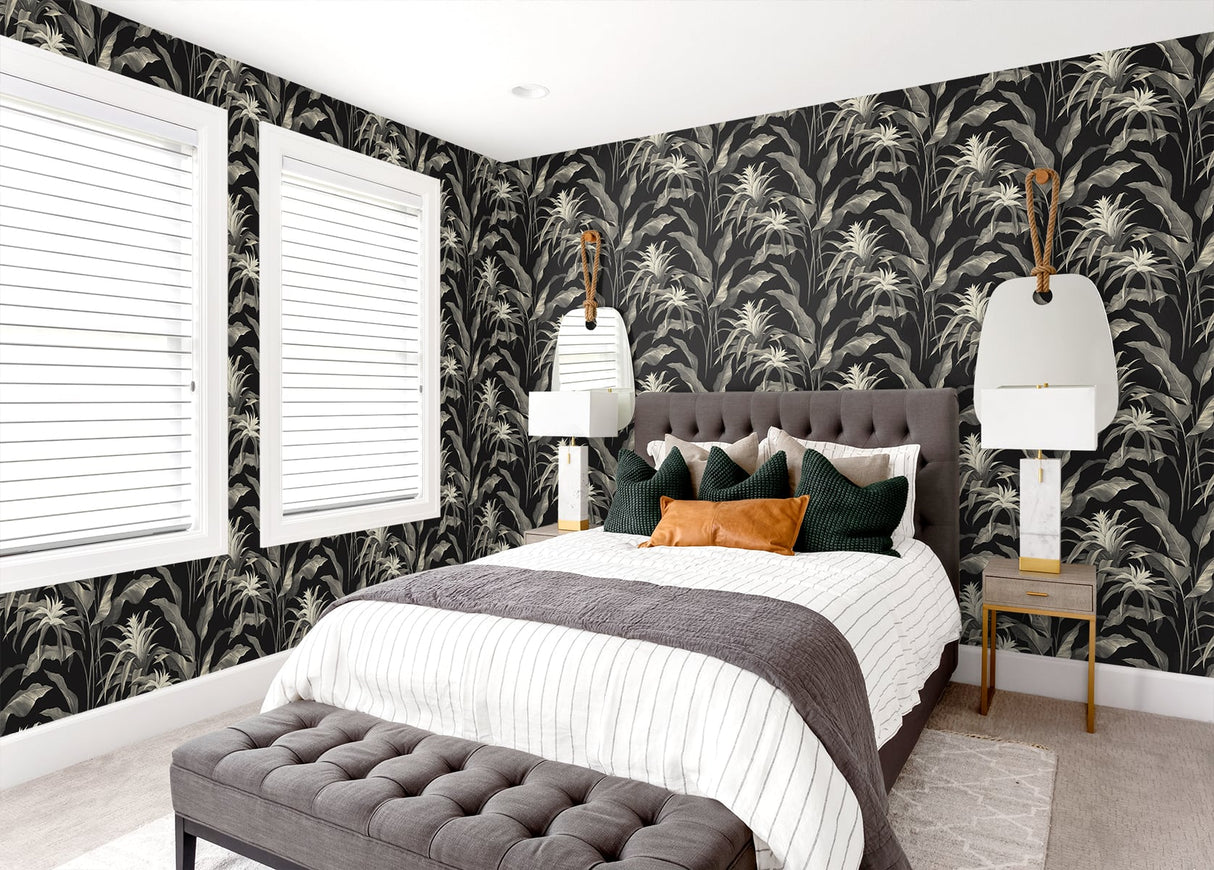 Palma Onyx & Alloy by Stacy Garcia Peel and Stick Botanical Wallpaper – Stacy Garcia Home SG10300
