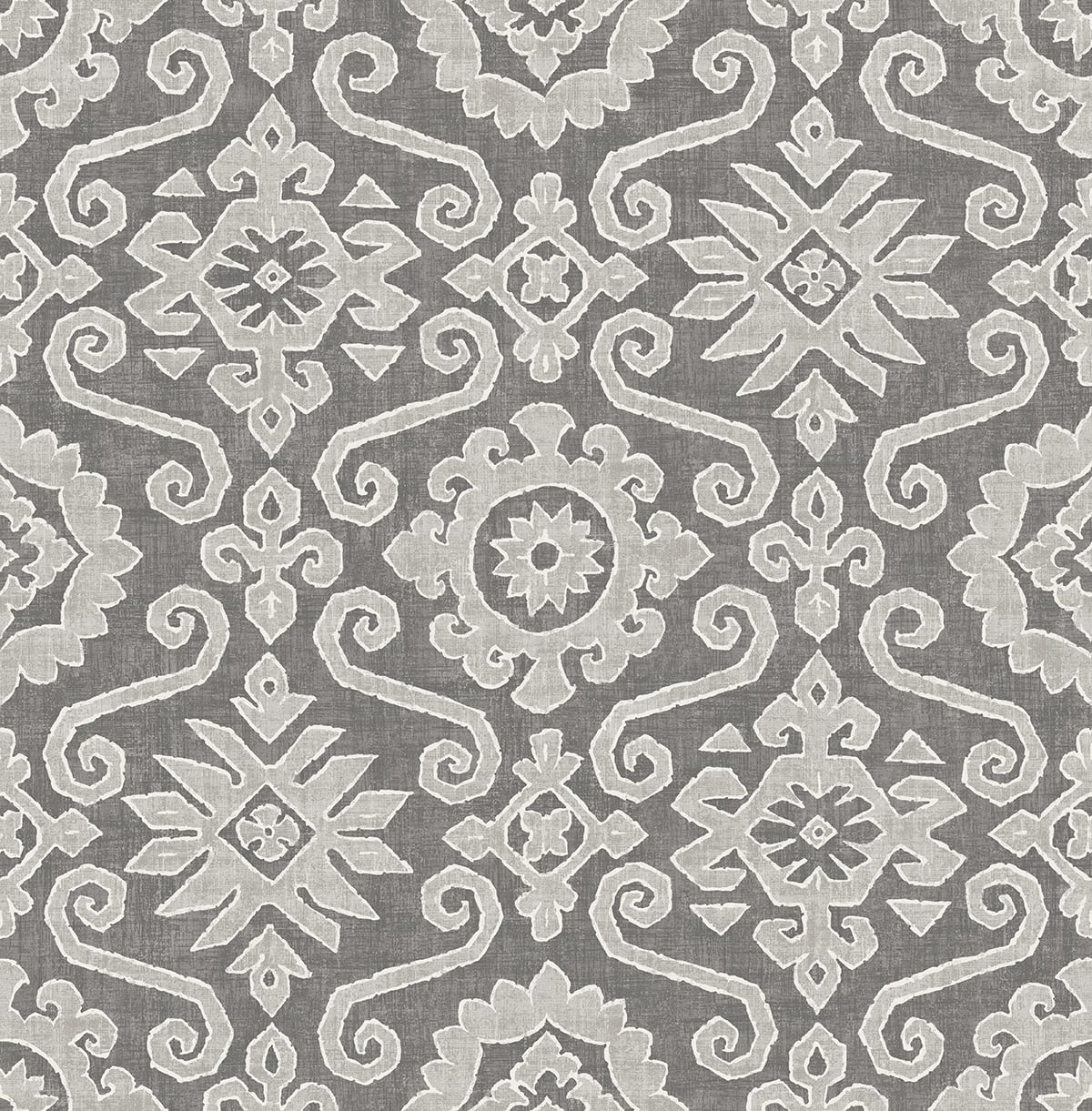 Augustine pewter and stone geometric peel and stick wallpaper pattern