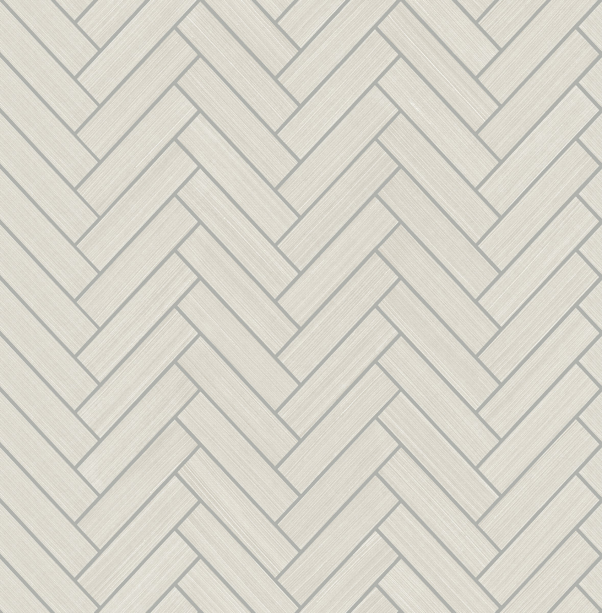 Metallic lunar grey and silver herringbone inlay peel and stick wallpaper pattern