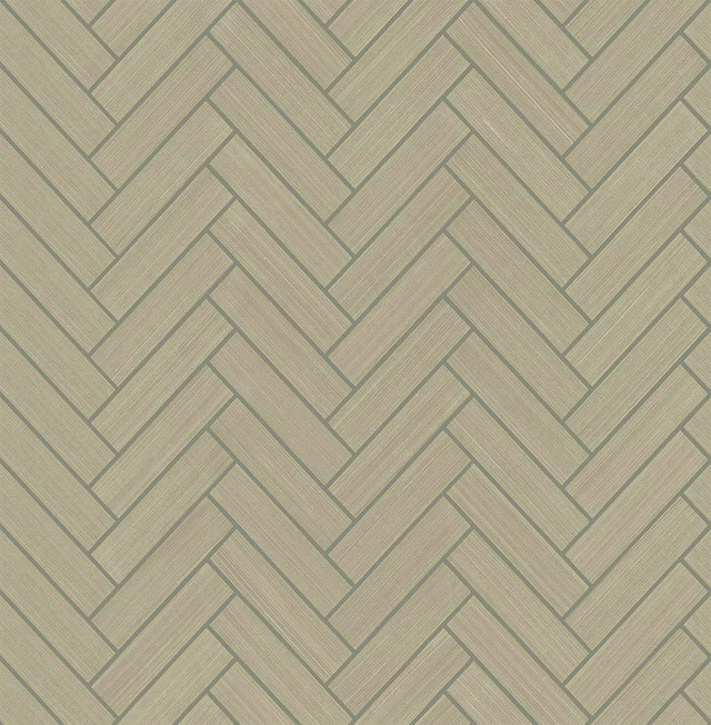 Khaki and metallic silver herringbone tile peel and stick wallpaper pattern