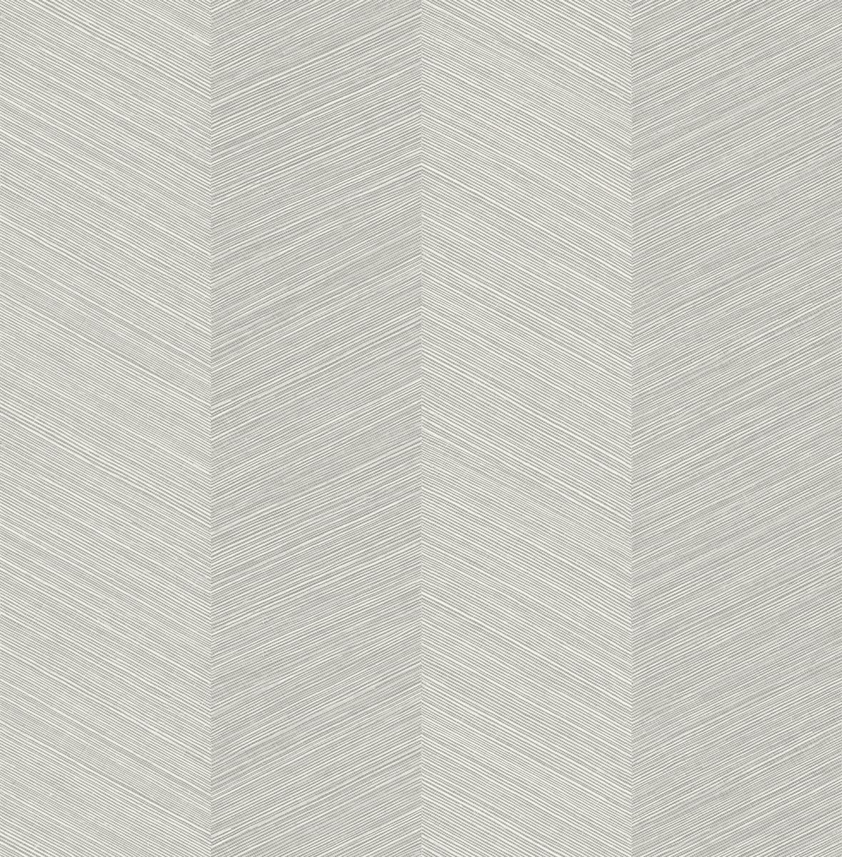 Chevy Hemp peel and stick vinyl wallpaper in Lunar Grey with fine chevron grasscloth texture