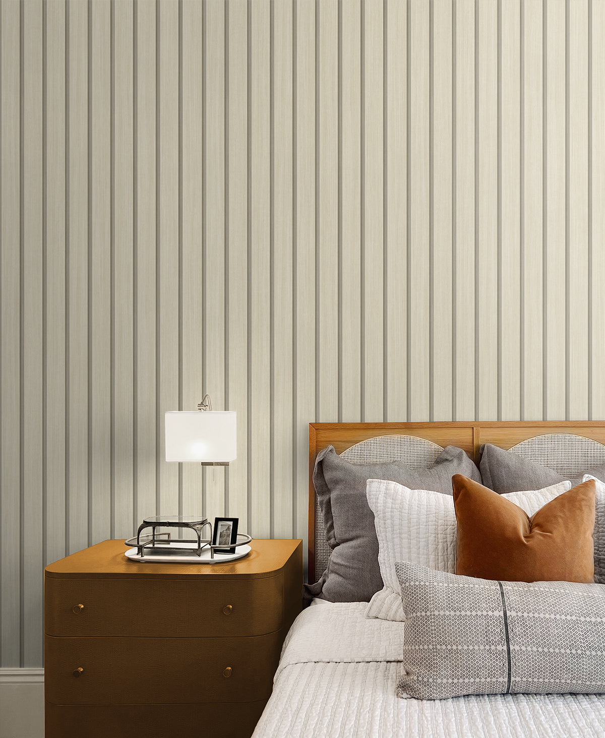 Faux Wooden Slats Neutral by Stacy Garcia Peel and Stick Faux Wood Slat Vinyl Wallpaper – Stacy Garcia Home SG12103-Sample