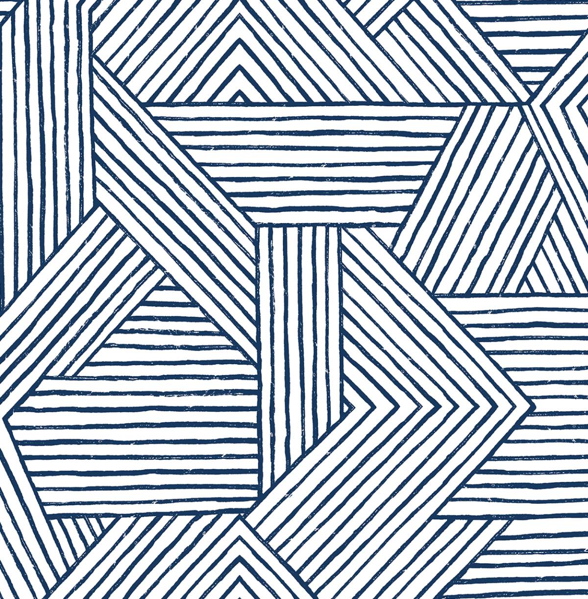 Etched Geometric navy blue geometric peel and stick wallpaper pattern