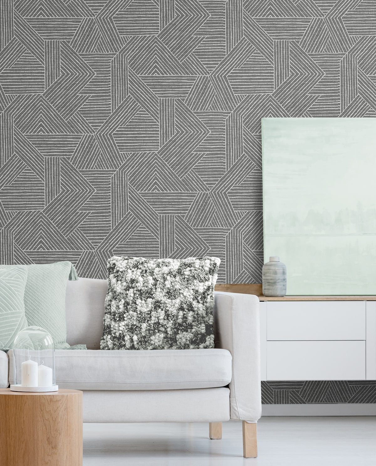 Etched Geometric Pewter by Stacy Garcia Peel and Stick Geometric Peel & Stick Wallpaper – Stacy Garcia Home SG12406-Sample