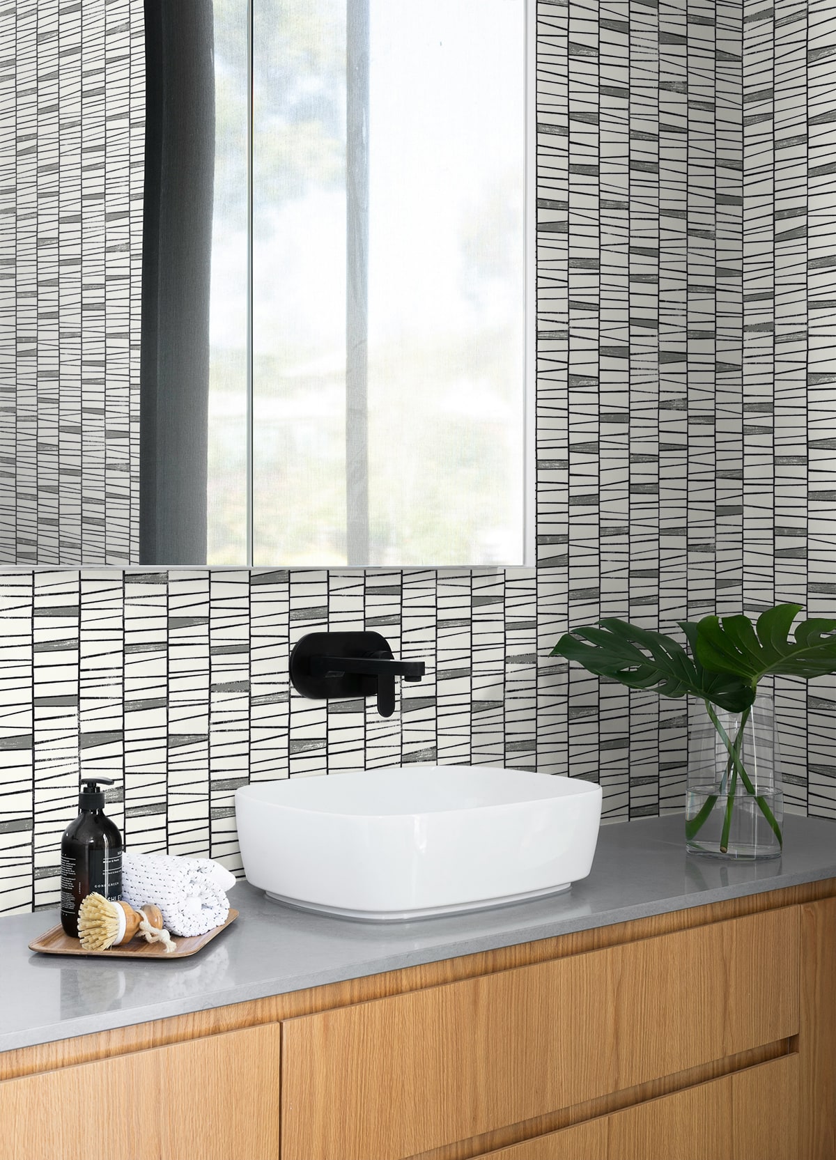 Organic Stripe Monochrome by Stacy Garcia Peel & Stick Striped Wallpaper – Stacy Garcia Home SG12500