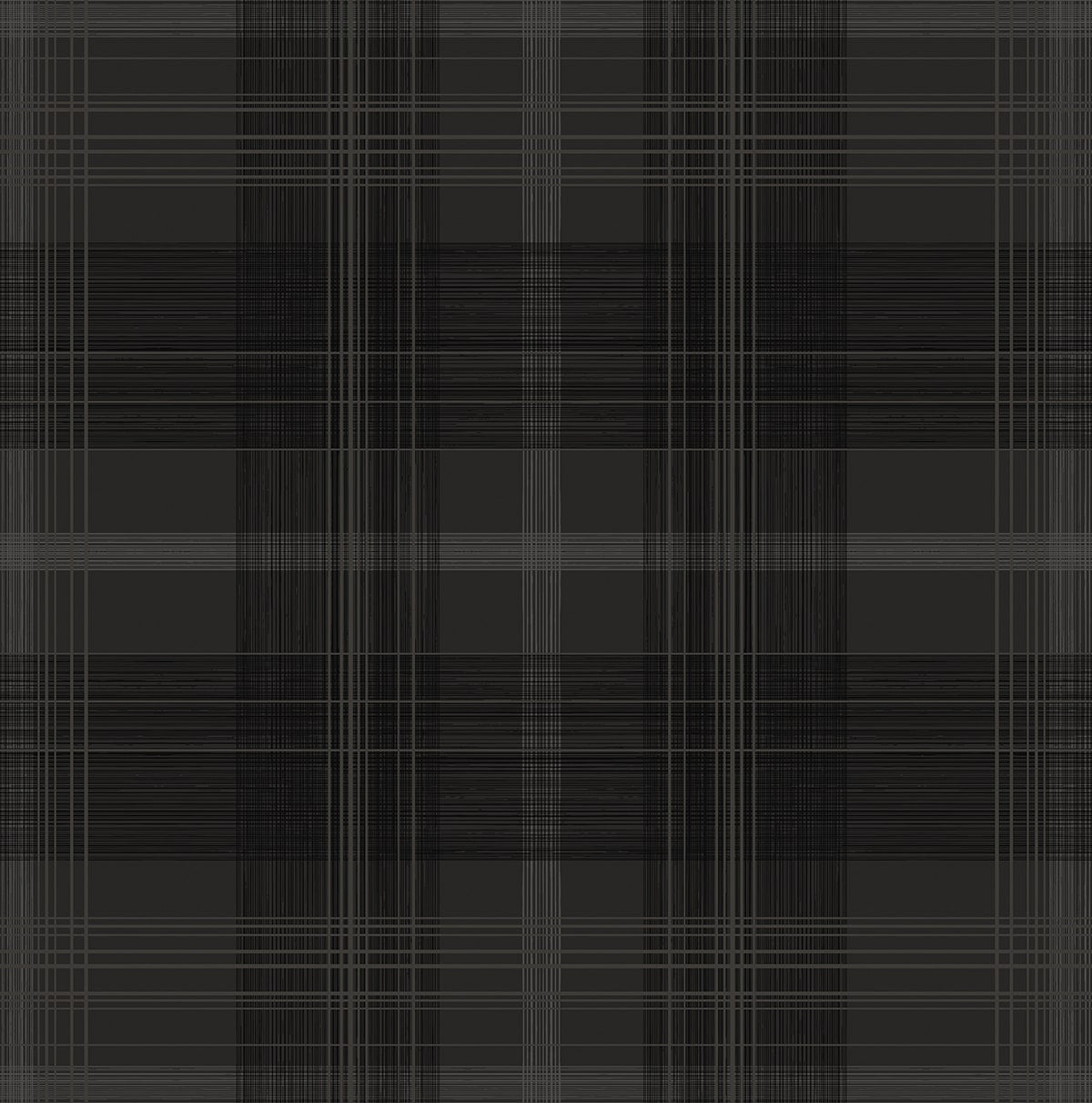 Crossroads Plaid in Wrought Iron (black/charcoal) peel and stick vinyl wallpaper pattern