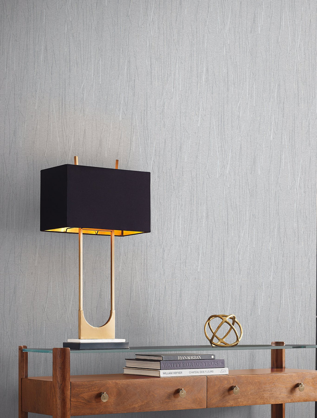 Piedmont Bamboo Grey Wallpaper with Modern Raised Prints Texture - York SI20710
