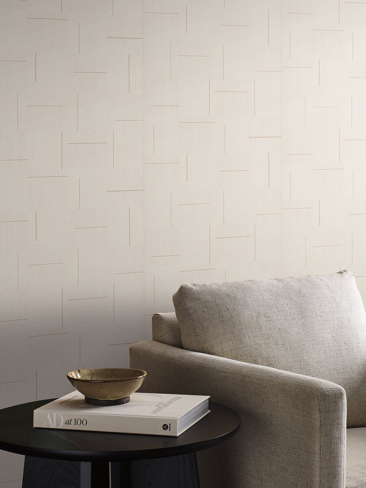 Geo Block Weave Linen Wallpaper in Beige Geometric Modern Pattern - York SI24900