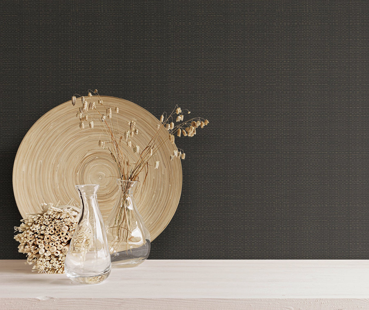 Bali Basketweave Black Wallpaper with Modern Weave Texture - York SI24927
