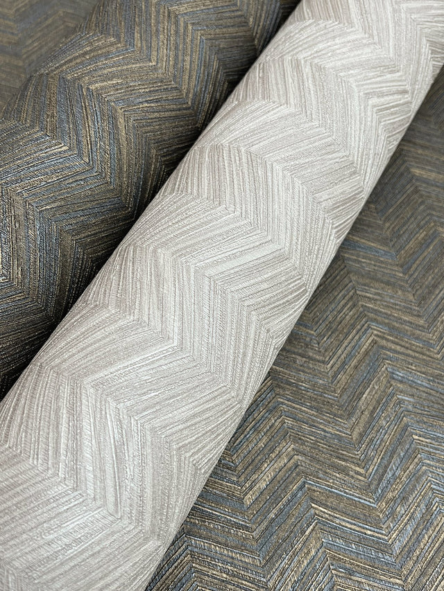 Raised Chevron Light Grey Wallpaper with Modern Chevron & Houndstooth Pattern - York SI25360