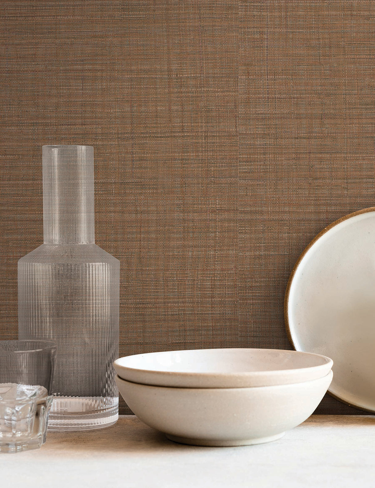 Lotus Silk Terra Cotta by York Wallcoverings Textured Weave Wallpaper – York Wallcoverings SI25877