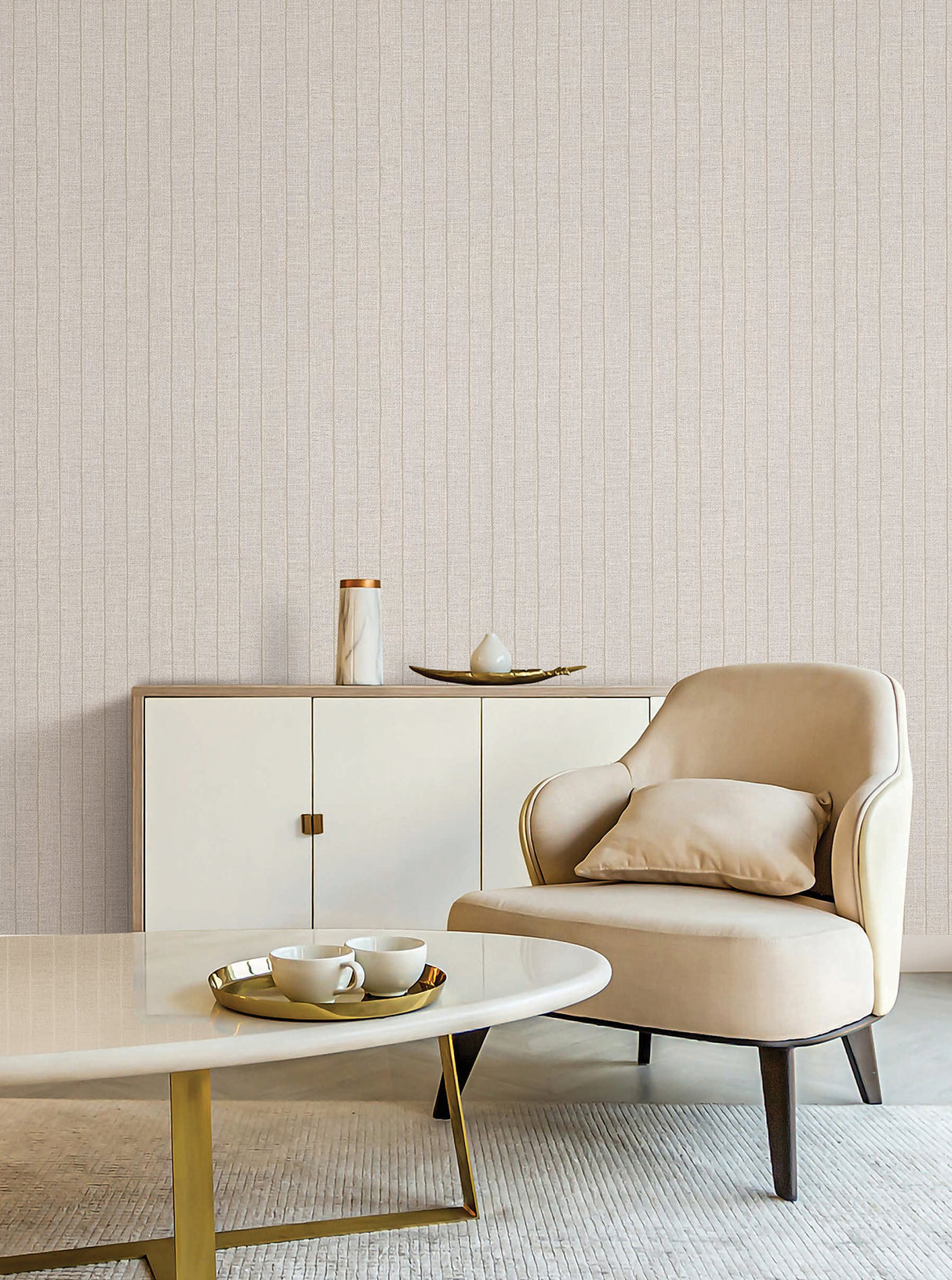 Cording Stripe Pearl by York Wallcoverings Vinyl on Non Woven Wallpaper – York Wallcoverings SI26121
