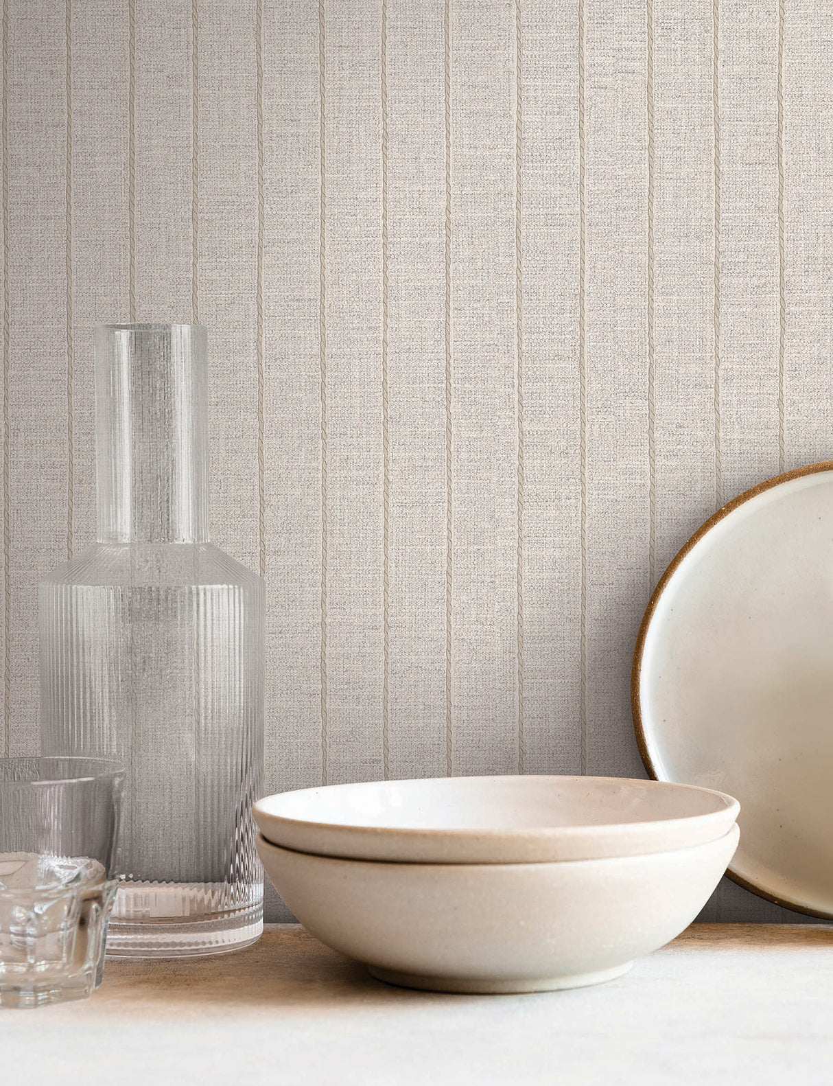Cording Stripe Pearl by York Wallcoverings Vinyl on Non Woven Wallpaper – York Wallcoverings SI26121
