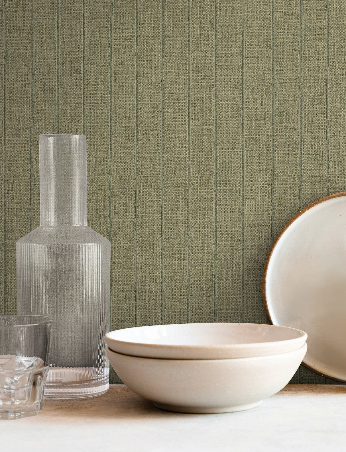 Cording Stripe Moss by York Wallcoverings Textured Stripe Vinyl Wallpaper – York Wallcoverings SI26123