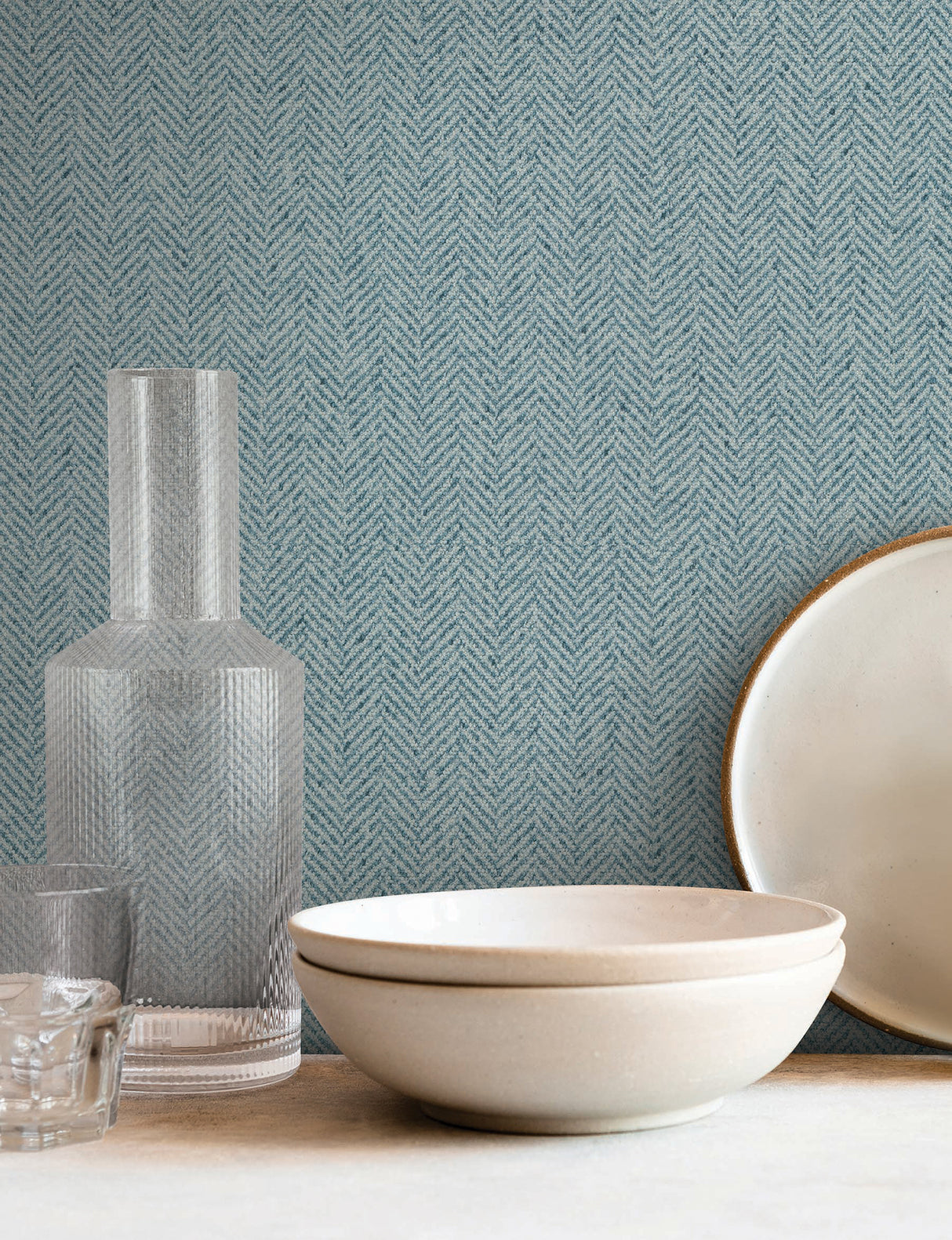 Tailored Chevron Sky Blue by York Wallcoverings Vinyl on Non Woven Wallpaper – York Wallcoverings SI26135