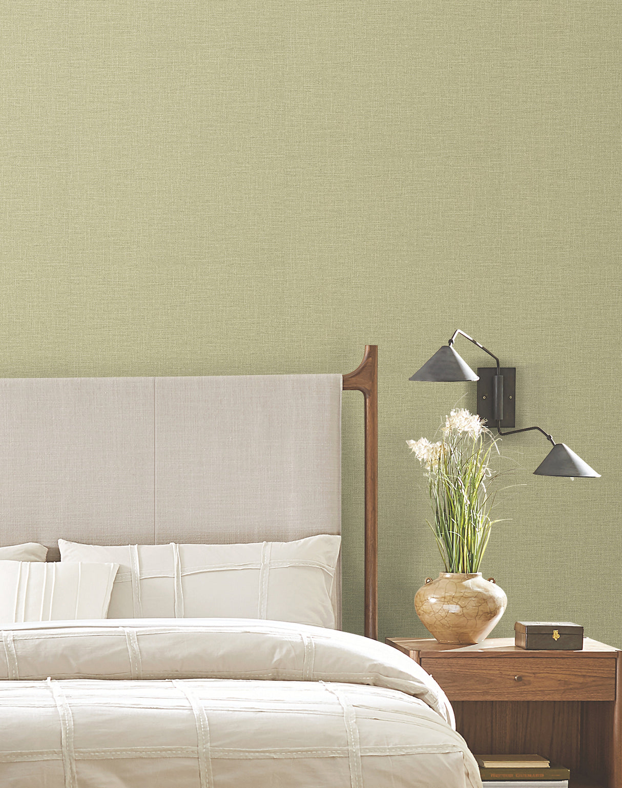 Loom Green by York Wallcoverings Textured Weave Vinyl Wallpaper- York Wallcoverings SI26148