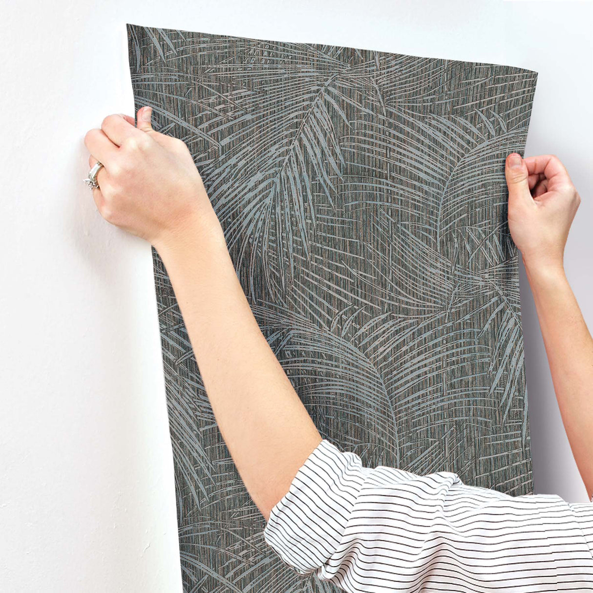 Della Palm Blue Multi by York Wallcoverings Textured Tropical Wallpaper – York Wallcoverings SI50610