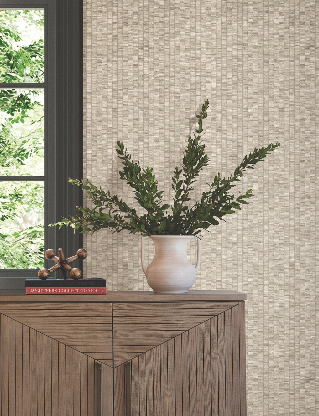 Lemuria Beige by York Wallcoverings Textured Stripe Wallpaper – York Wallcoverings SI6571