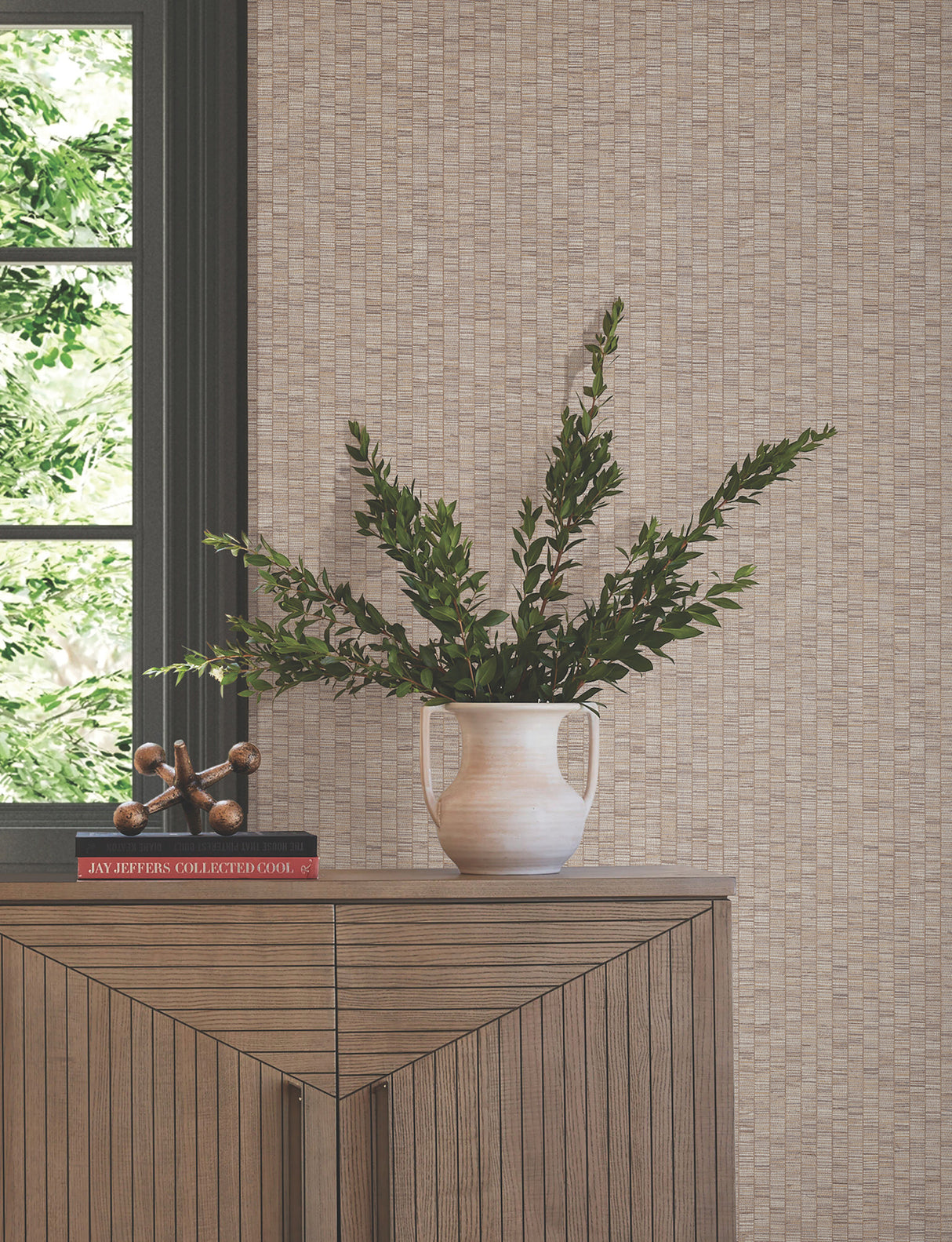 Lemuria Taupe by York Wallcoverings Stripes Wallpaper – York Wallcoverings SI6575