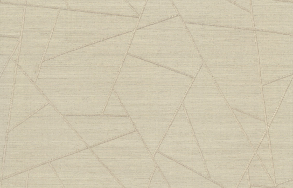 Lisle Toasted Almond geometric vinyl wallpaper by York Wallcoverings, abstract stitched triangles in beige.