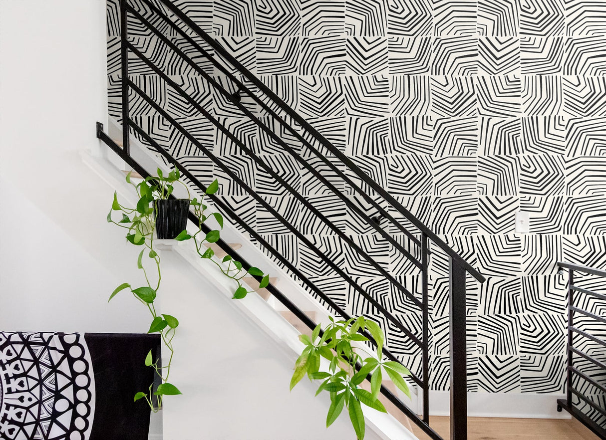 Linework Maze Inkwell by The Simple Life Geometric Wallpaper – Seabrook Designs SL80210