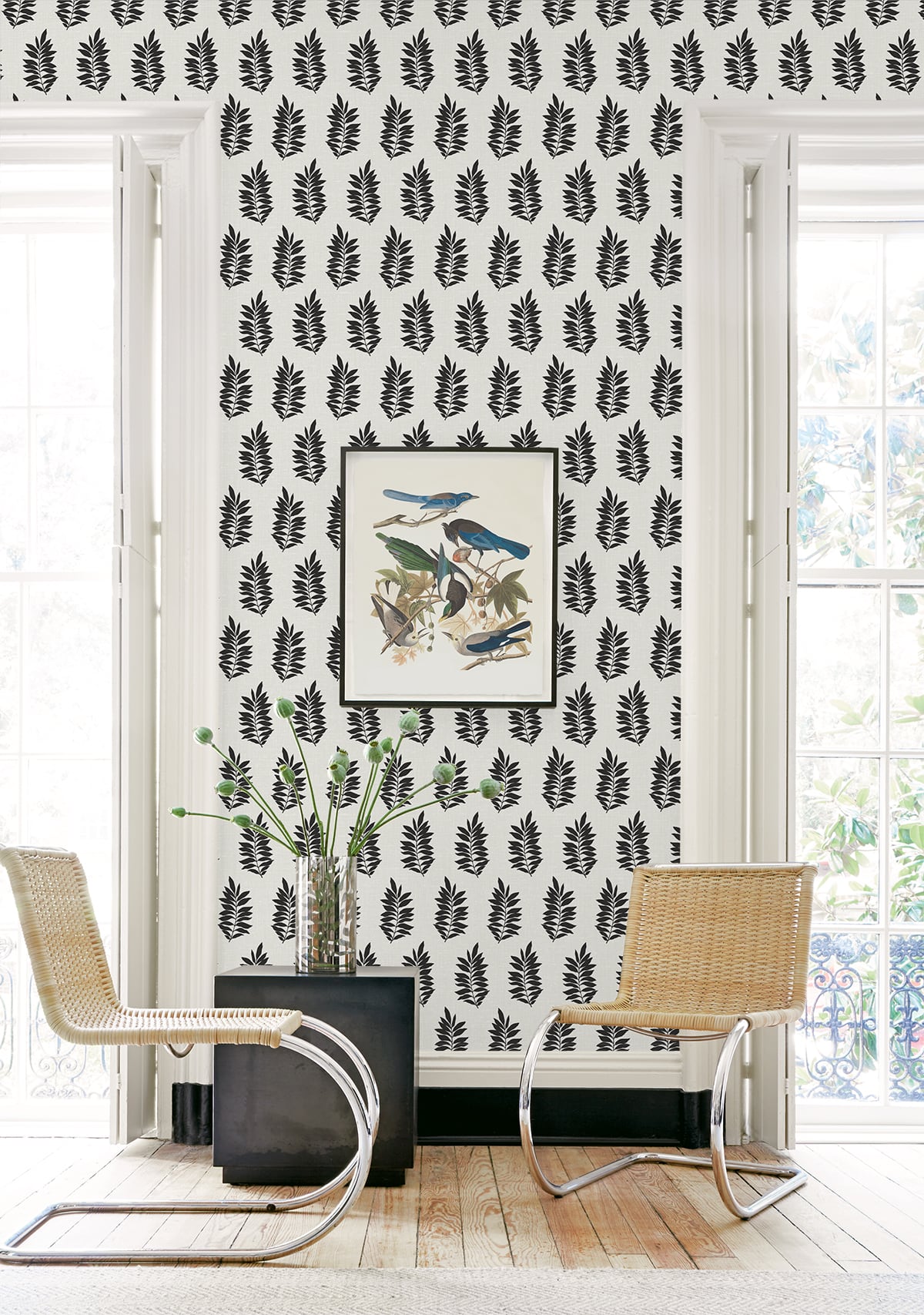 Pinnate Silhouette Onyx by The Simple Life Botanical Silhouette Wallpaper – Seabrook Designs SL80300