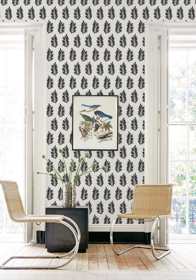 Pinnate Silhouette Onyx by The Simple Life Botanical Silhouette Wallpaper – Seabrook Designs SL80300