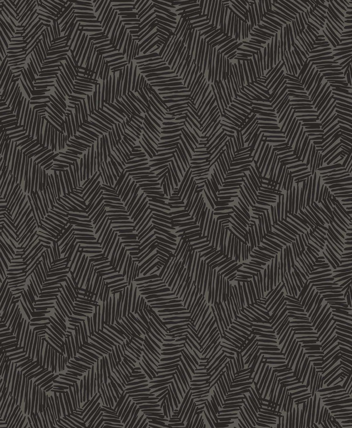 Lush wallpaper in Black Sapphire with an abstract, hand-drawn geometric pattern