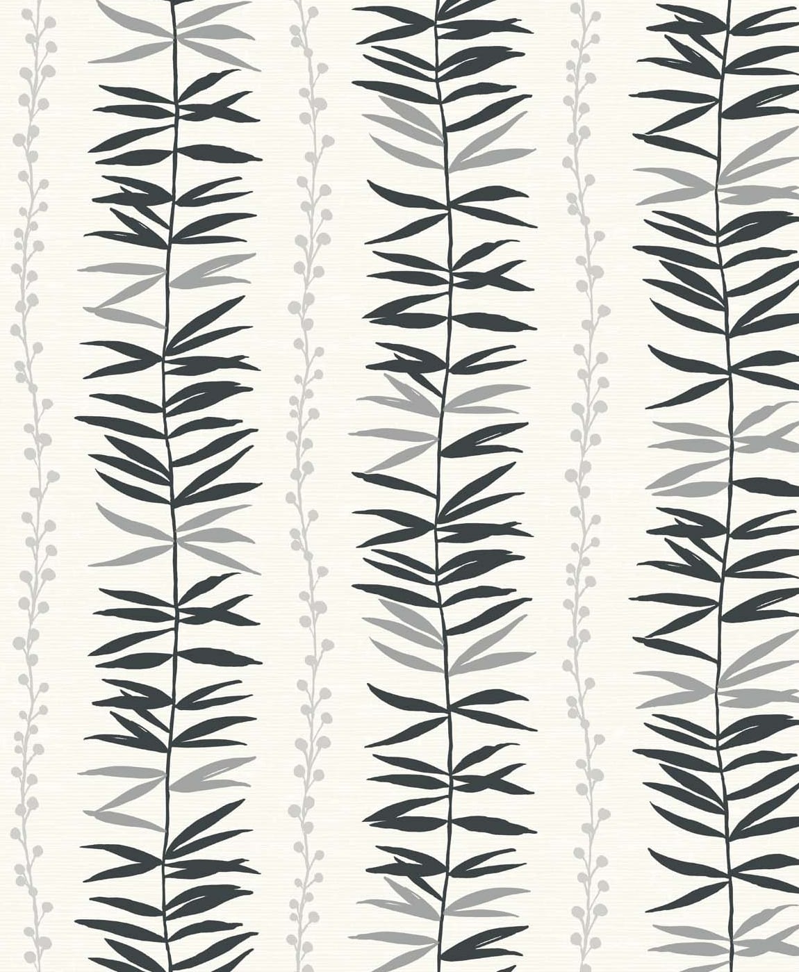 Summer Garland in Shadow botanical leaf stripe wallpaper