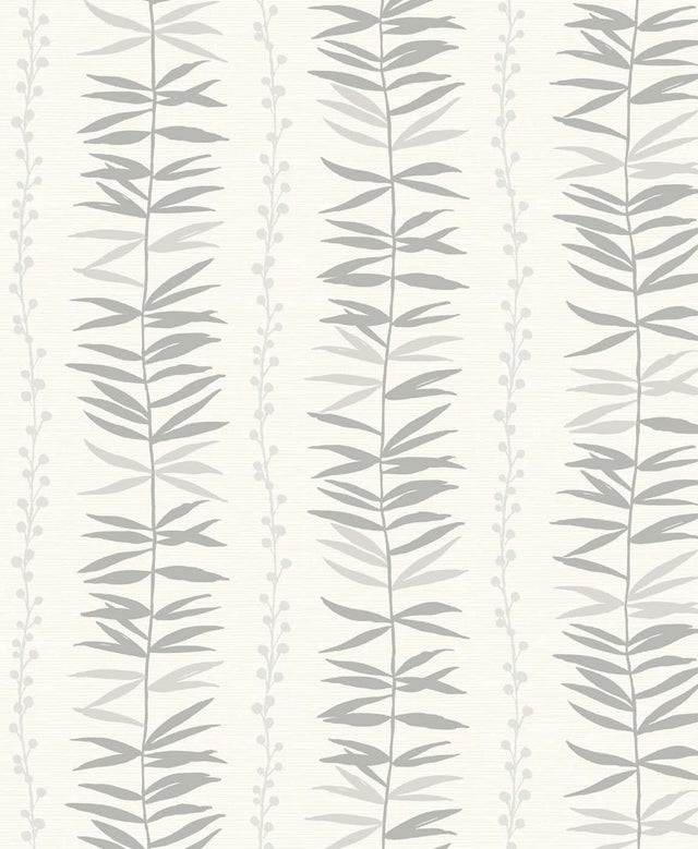 Summer Garland wallpaper in Smoke with vertical botanical garland stripes