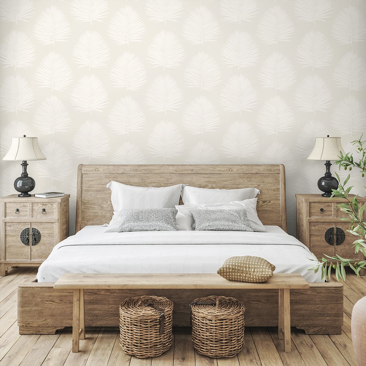 Island Palm Alabaster by The Simple Life Palm Leaf Wallpaper – Seabrook Designs SL80700