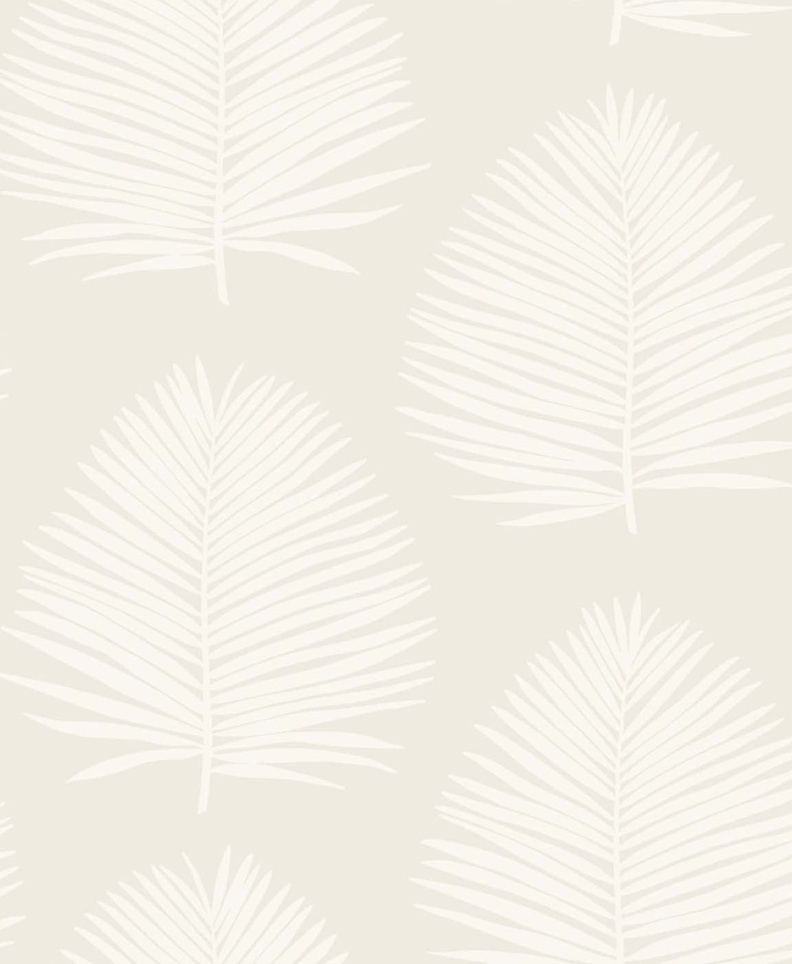 Island Palm wallpaper in Alabaster with a soft palm leaf pattern and matte finish